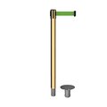 Montour Line Stanchion Belt Barrier Removable Base Pol.Brass Post 7.5ftGreen Belt MX630R-PB-GN-75